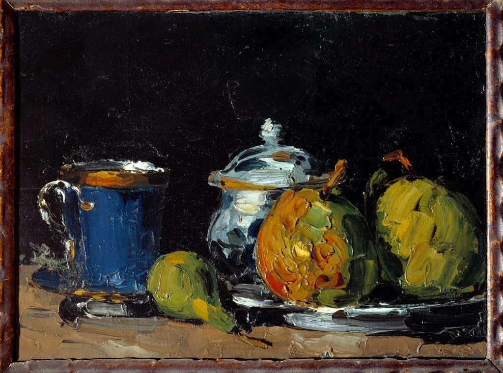 Natura morta con zuccheriera, tazza blu e pere, 1866 - Musee Granet, Aix, en, Provence